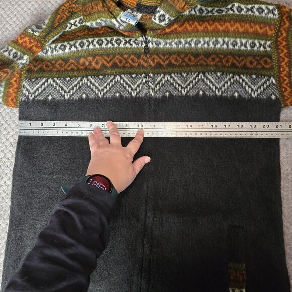 YARI Artesanias XL Alpaca Wool Hooded Cardigan Sweater Fair Isle Zip Jacket - Picture 5 of 10